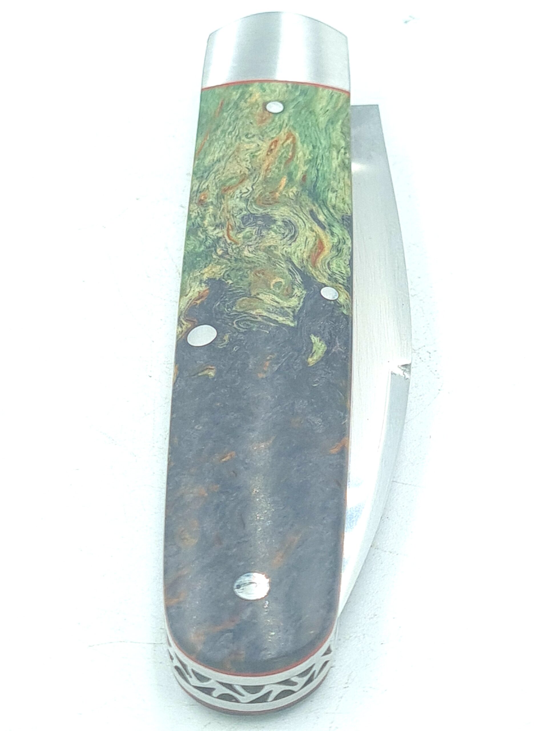 K’roo Sleeveboard Zulu Spear, 3.75″ Closed, RWL34 and dyed Karelian ...