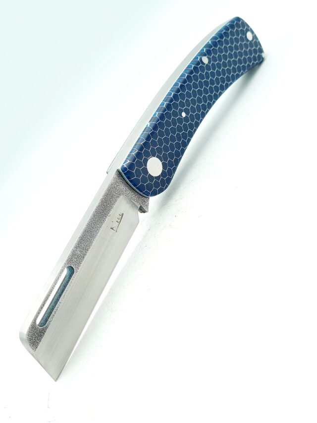 K’roo Chunky Frank, 3.75″closed, N690Co, Blue C-tek scales – K'roo Blades